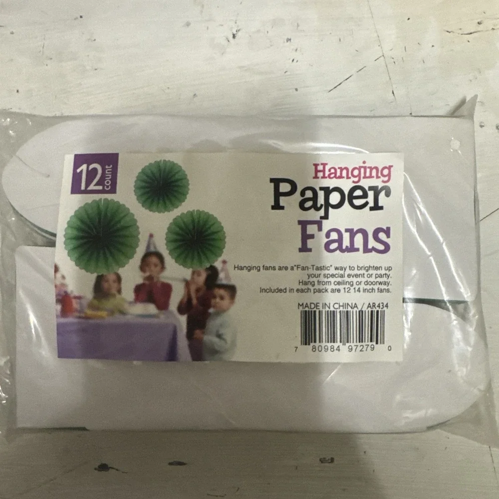 12Pcs Hanging Paper Fans Party Set Decoration for Home Birthday Wedding Green
